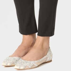 Badgley Mischka Silver and Cream Embellished Flats